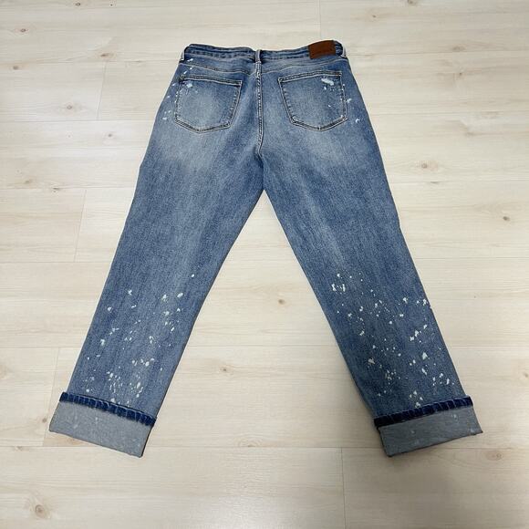Judy Blue Boyfriend Fit Jeans Women’s 13/31 High Rise Bleach Splatter Stretch - Picture 8 of 15